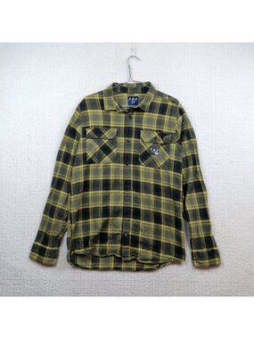 Y2K Fox Racing Motorcross Mens Sz M Long Sleeve Button Up Plaid Flannel Moto